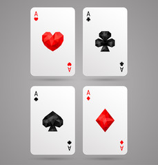 Set of four ace playing cards suits. Poker game. JPG include isolated path