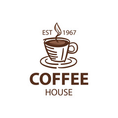 Coffee Shop Logo Design Element in Vintage Style for Logotype, Label, Badge and other design. Bean retro vector illustration.