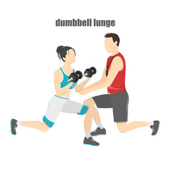 Woman making lunges with dumbbells