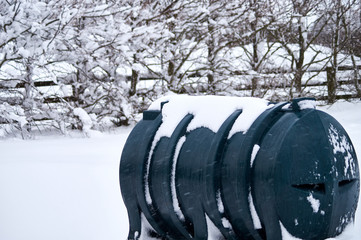 Kerosene tank covered in snow in Ireland