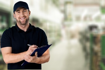Delivery man with clipboard