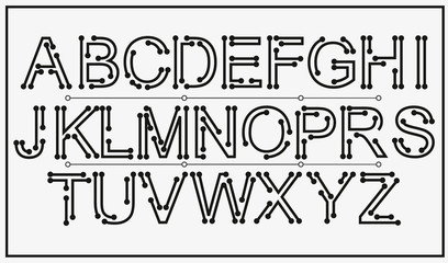 Tech vector font typeface unique design. For technology, circuits, engineering, digital , gaming, sci-fi and science subjects.