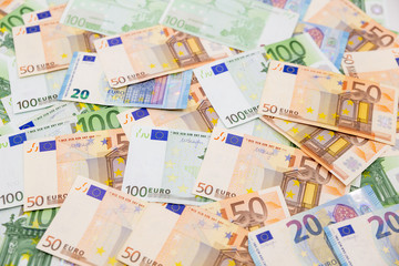 Background from a lot of euro banknotes
