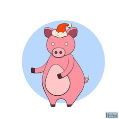 Christmas icon with a pig.