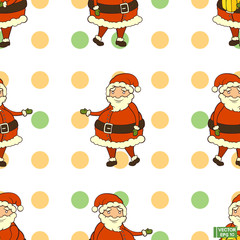 Seamless pattern with cartoon Santa.