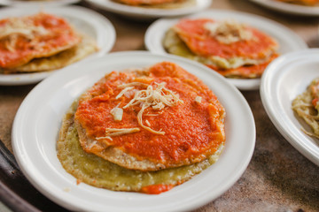 chalupas poblanas mexican food in puebla city spicy snack