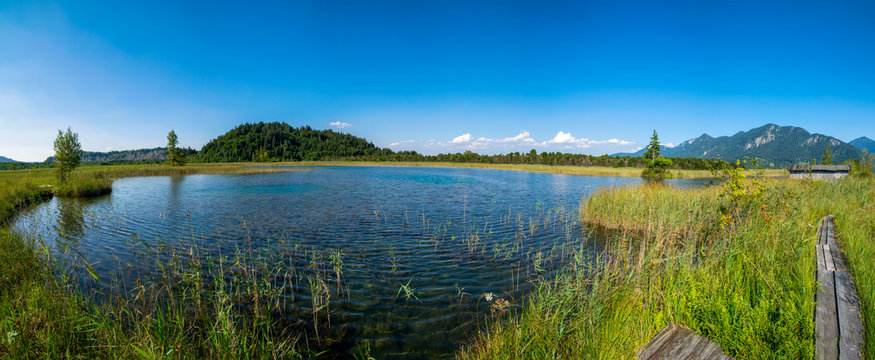 Ein Panoramabild vom Krebssee im Murnauer Moos