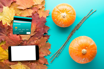 Bright autumnal composition for shopping and sales