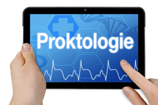 Tablet mit Diagnose Proktologie Proktologe