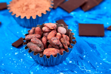 Cocoa beans background.