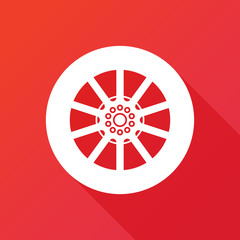 Obraz premium Car wheel vector icon. Automobile tire symbol. Logo graphic design concept. Logotype, icon, template in web and print