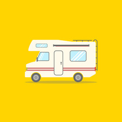 Camper | vector with yellow background