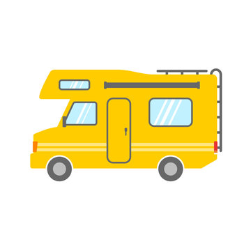 Camper | yellow vector icon