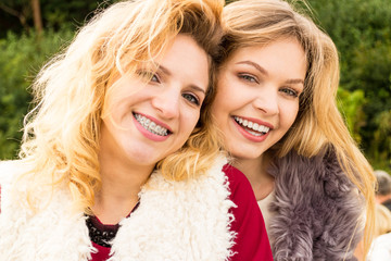 Two fashionable women outdoor