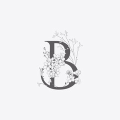 Vector Hand Drawn floral A monogram and logo