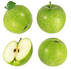 Fresh green apple isolated on white background with clipping path