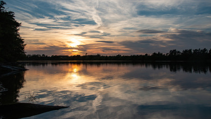 Cotswold's lake at sunset