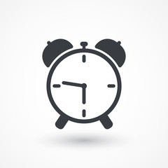 Analog alarm clock vector icon. Watch with bell symbol. Time sign