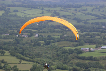Tandem paraglider in the Brecon Beacons