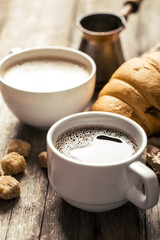 Coffee on a wooden table