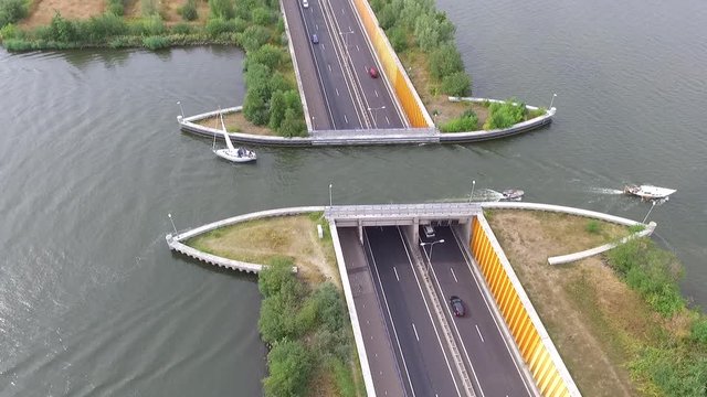 Navigable aqueduct near Harderwijk, the Netherlands