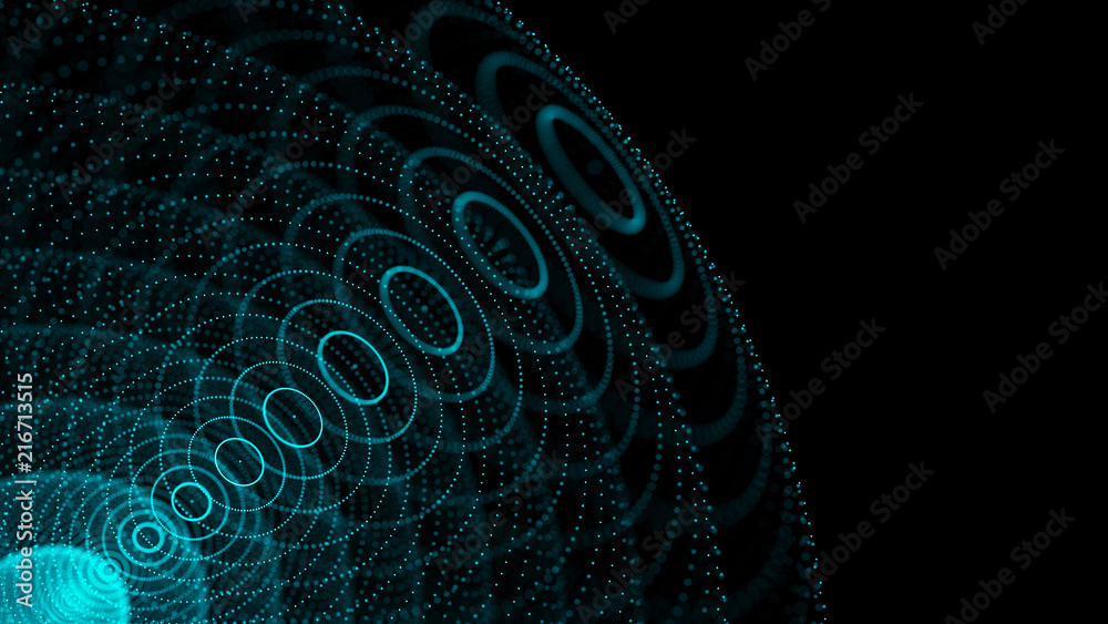 Aufkleber Cosmic galaxy illustration with nebula. Abstract 3d sphere made of points. Galaxy space background. Sphere particles. 3D rendering.