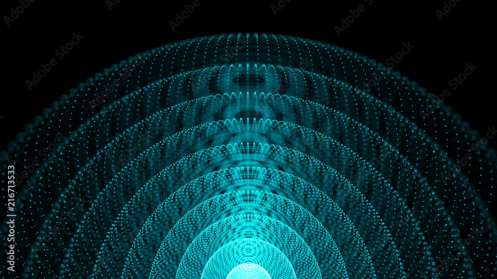 Aufkleber Cosmic galaxy illustration with nebula. Abstract 3d sphere made of points. Galaxy space background. Sphere particles. 3D rendering.