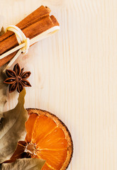 Anise, cinnamon and orange ingredients preparation mulled wine
