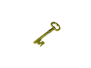 brass antique keys isolated on white background