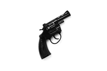 black airsoft gun isolated on a white background.