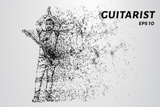 Guitarist applauds the audience. Particle guitarist.