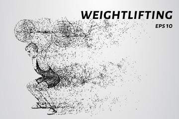 Weightlifters compete. Sports illustration in point style.