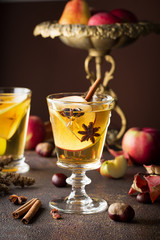 Fall sangria cocktail with apple and spices