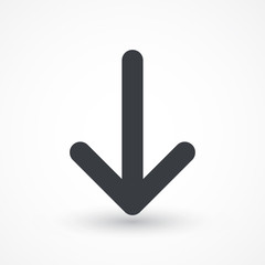 Arrow down sign line vector icon. Direction sign