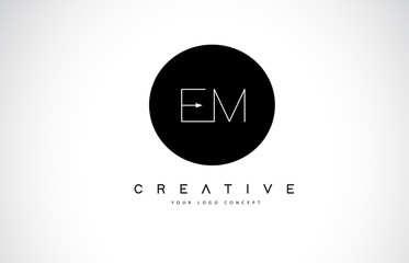 EM E M Logo Design with Black and White Creative Text Letter Vector.