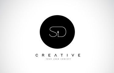 SD S D Logo Design with Black and White Creative Text Letter Vector.