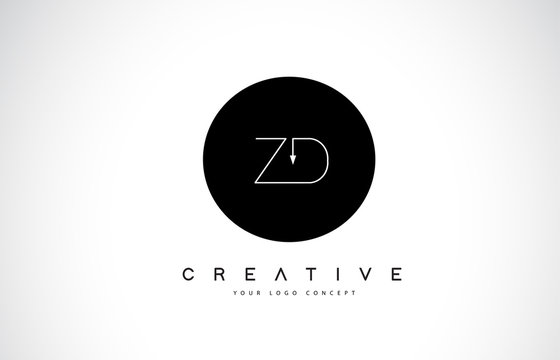 ZD Z D Logo Design with Black and White Creative Text Letter Vector.