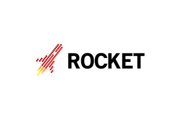 Pixel Rocket Launch Logo Design Illustration