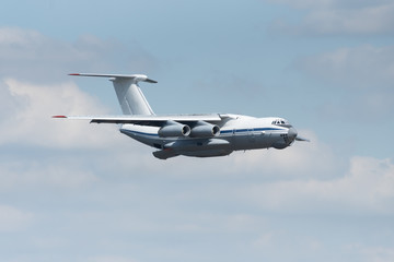 Heavy cargo plane in the sky