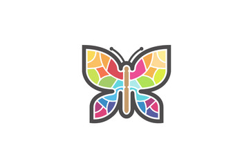 Fototapeta na wymiar Creative Orange Butterfly Logo Design Illustration