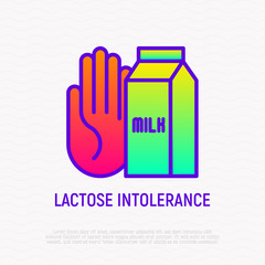 Lactose intolerance thin line icon. Modern vector illustration of allergic ingredient.