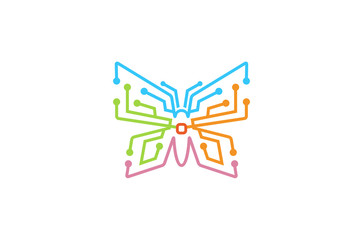 Creative Butterfly Technology Logo Design Illustration