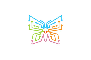 Obraz premium Creative Butterfly Technology Logo Design Illustration