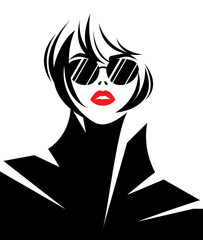 illustration vector of women silhouette black icon on white background