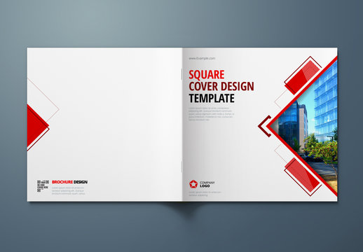 Red Square Brochure Cover Layout