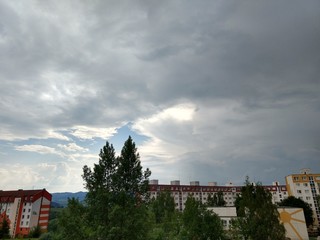 Fototapeta na wymiar Clouds over the town. Slovakia