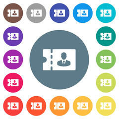 Suits shop discount coupon flat white icons on round color backgrounds