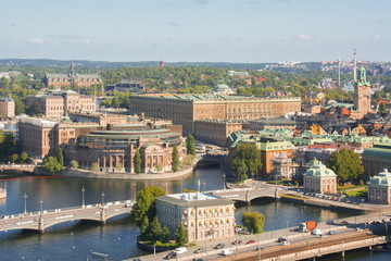 Fototapeta na wymiar Old town (Gamla Stan) skyline, Stockholm, Sweden