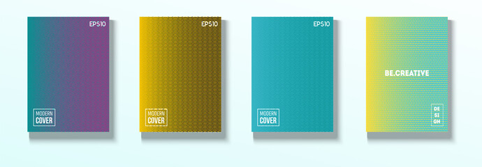 Minimal Covers, Vector Hipster Abstract Brands Design. Magenta, Cyan, Yellow Corporate Identity Blend Tech Halftones. Business Minimal Covers, Cool Retro Ad Music Party Poster Bright Gradient Stripes.
