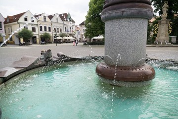 Fountain in the center of Zilina city. Slovakia